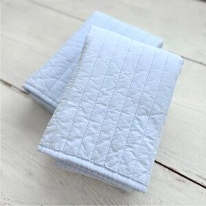 2 Pine Cone Hill Comfy Cotton STANDARD Quilted Stripe Shams Pale Light Blue